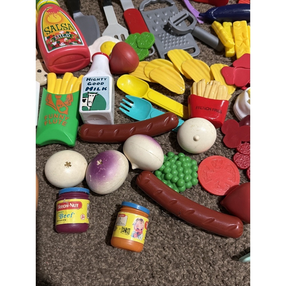Huge Vintage Play Food Lot Play Kitchen Accessories Bowls Plates Food Mixed Lot - Picture 12 of 15